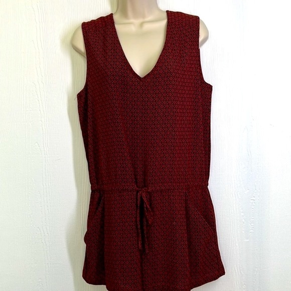 Mango - Red And Black Diamond Design Sleeveless V Neck Short Romper Size XXS - Picture 2 of 12